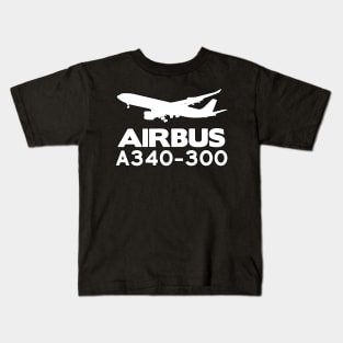 Airbus A340-300 Silhouette Print (White) Kids T-Shirt